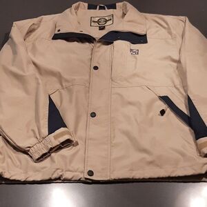 North End  sz L tan and black  jacket  with zippered and snapped closure